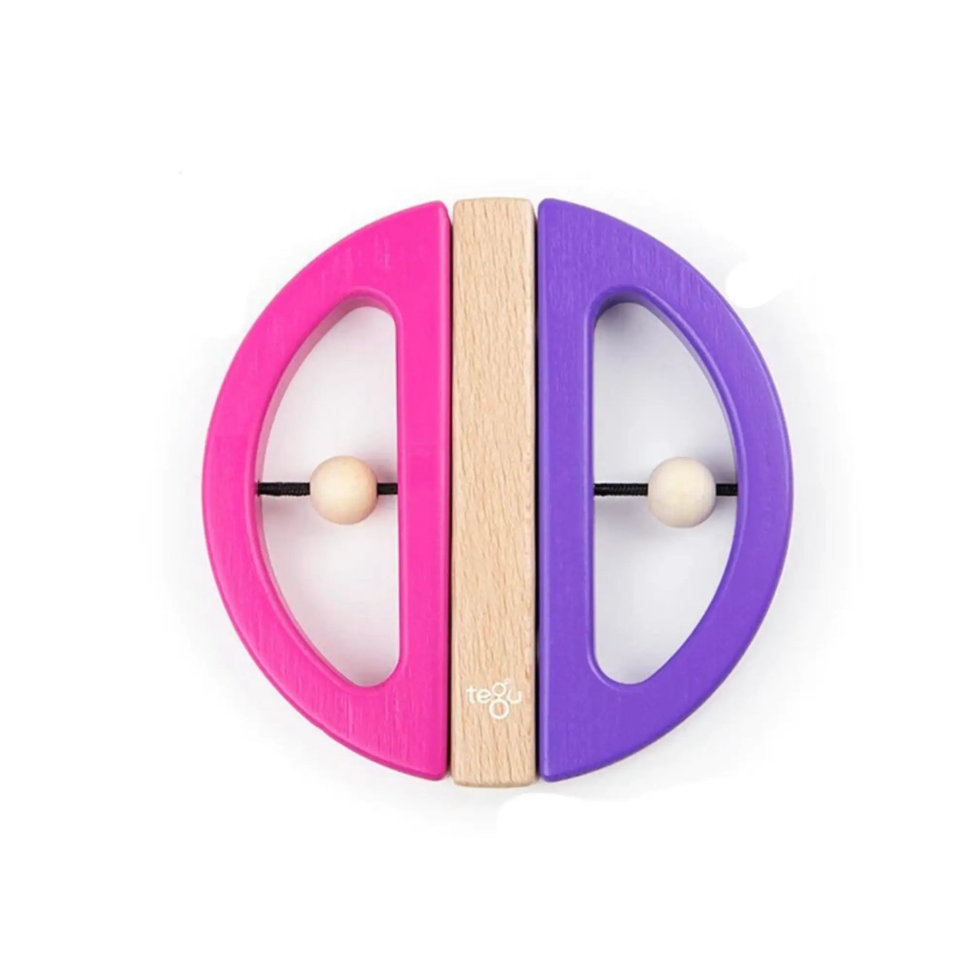 Pink purple Tegu Swivel Bug wooden baby rattle