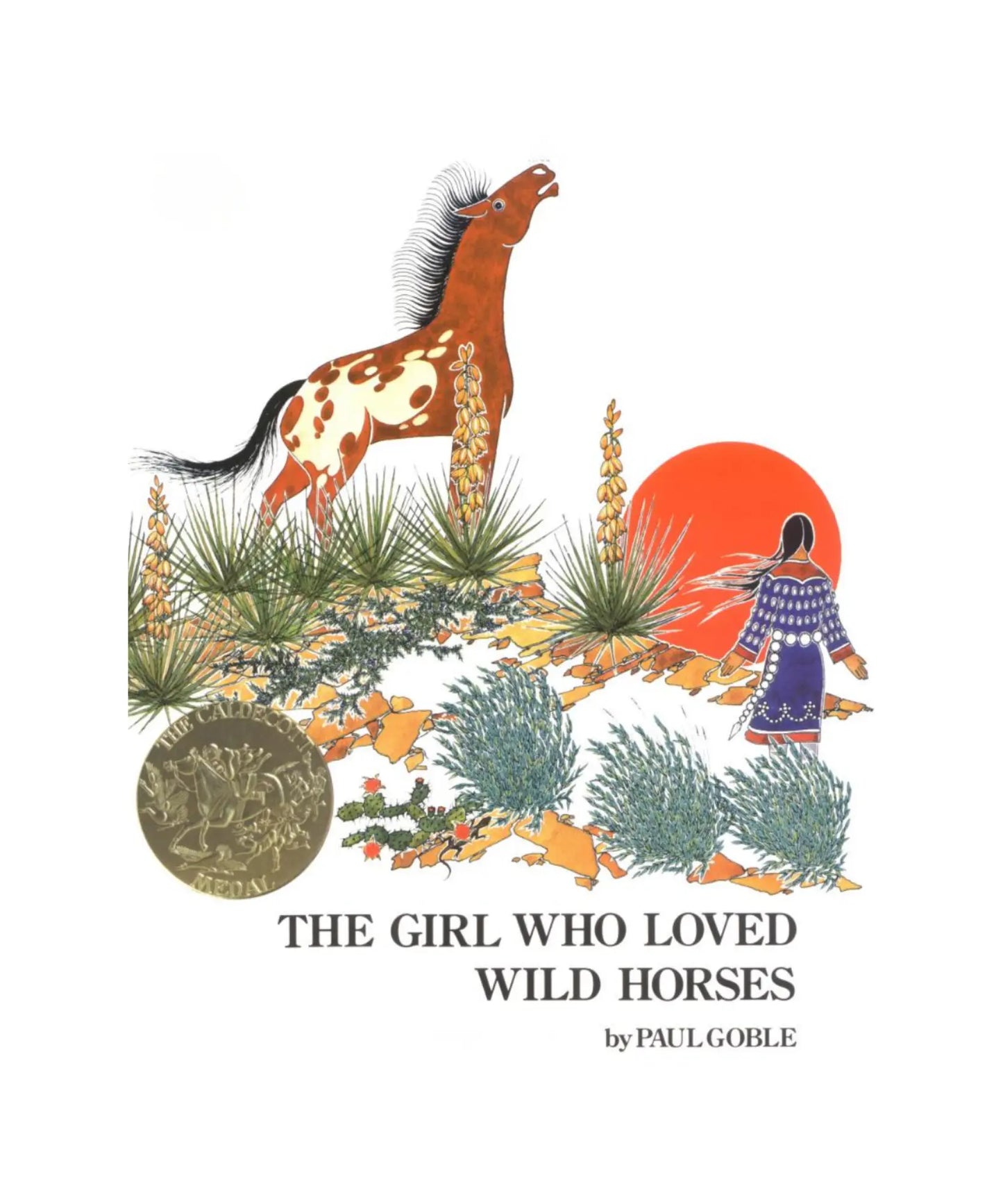 Book cover of 'The Girl Who Loved Wild Horses' with a horse, girl, and landscape illustration.