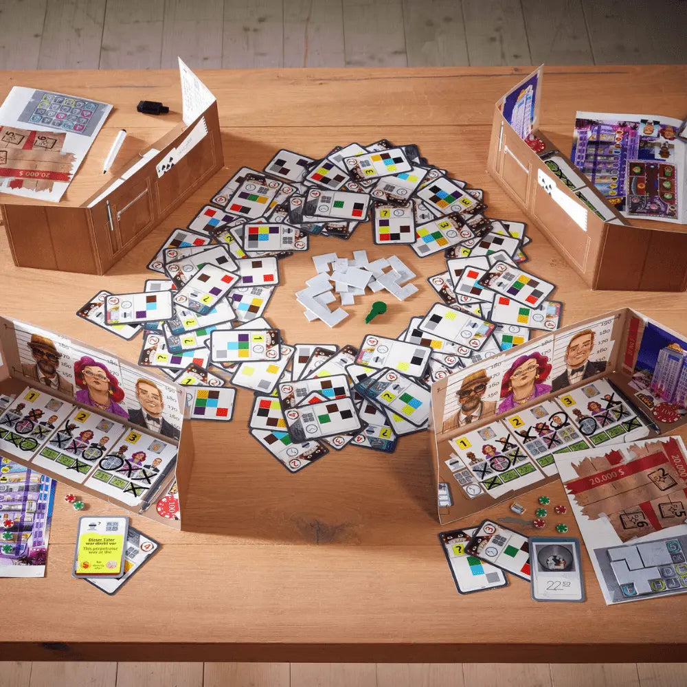 The Key Royal Star Casino game components with cards, tiles, and key mechanism laid out
