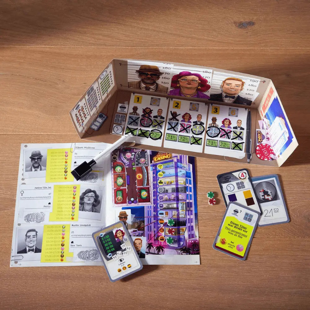 Player station setup in The Key Royal Star Casino deduction game showing clue analysis