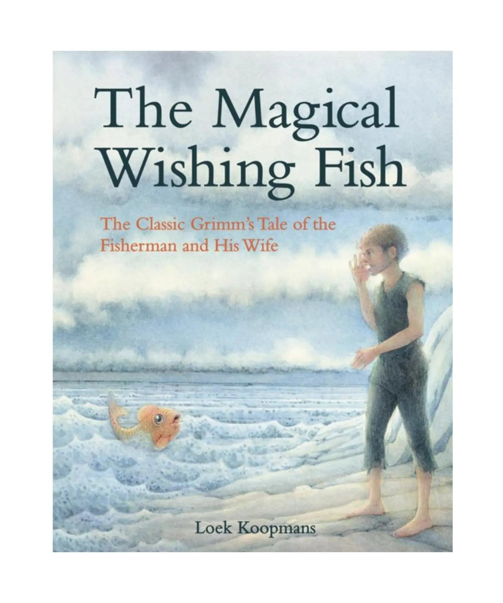 Book cover of 'The Magical Wishing Fish' with a woman and fish illustration.
