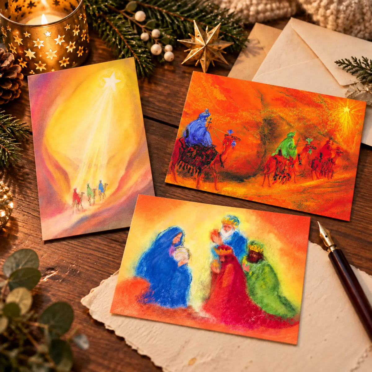 Three Kings & Epiphany Postcard Set – 3 Art Cards by Marjan van Zeyl