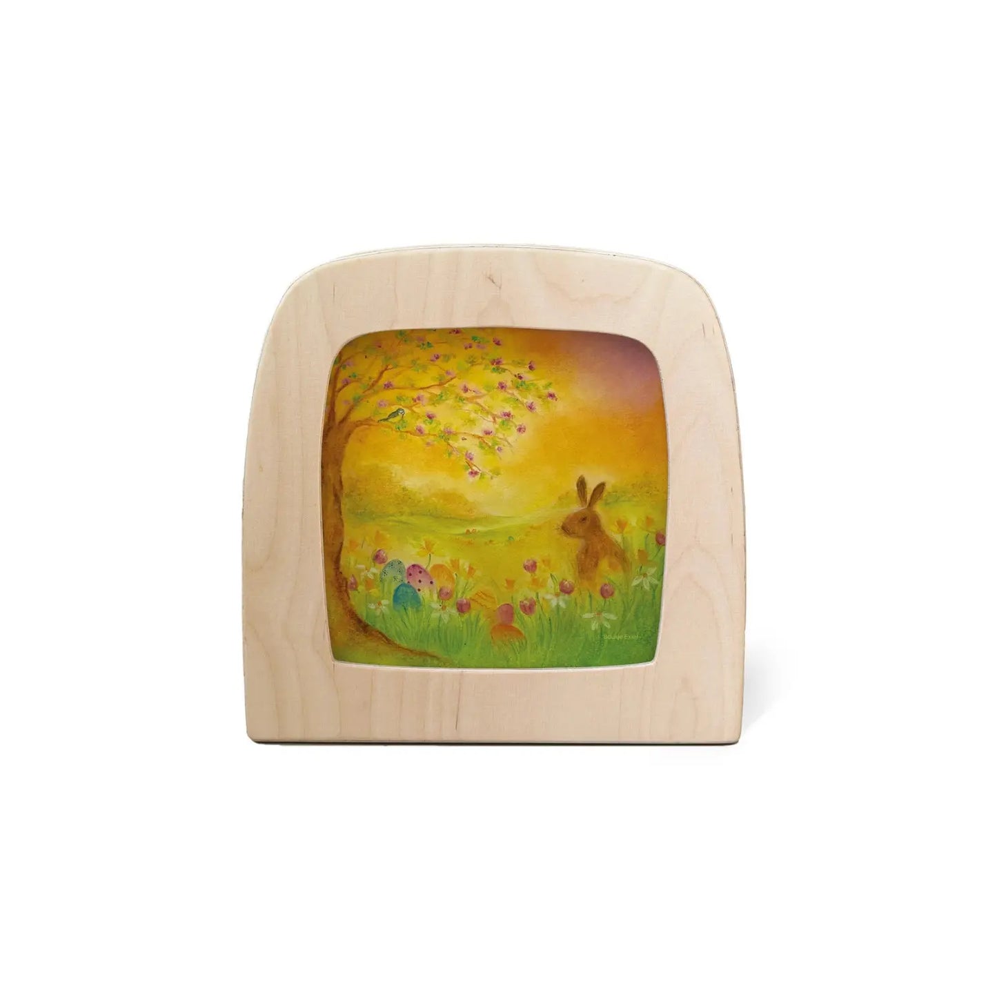 Toverlux Egg Hunt Silhouette by Baukje Exler with hare Easter eggs and spring flowers displayed in a Toverlux Lamp