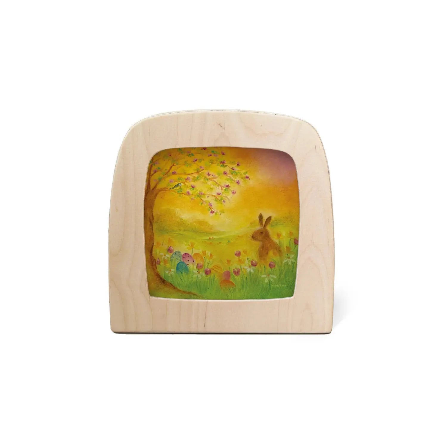 Toverlux Egg Hunt Silhouette by Baukje Exler with hare Easter eggs and spring flowers displayed in a Toverlux Lamp