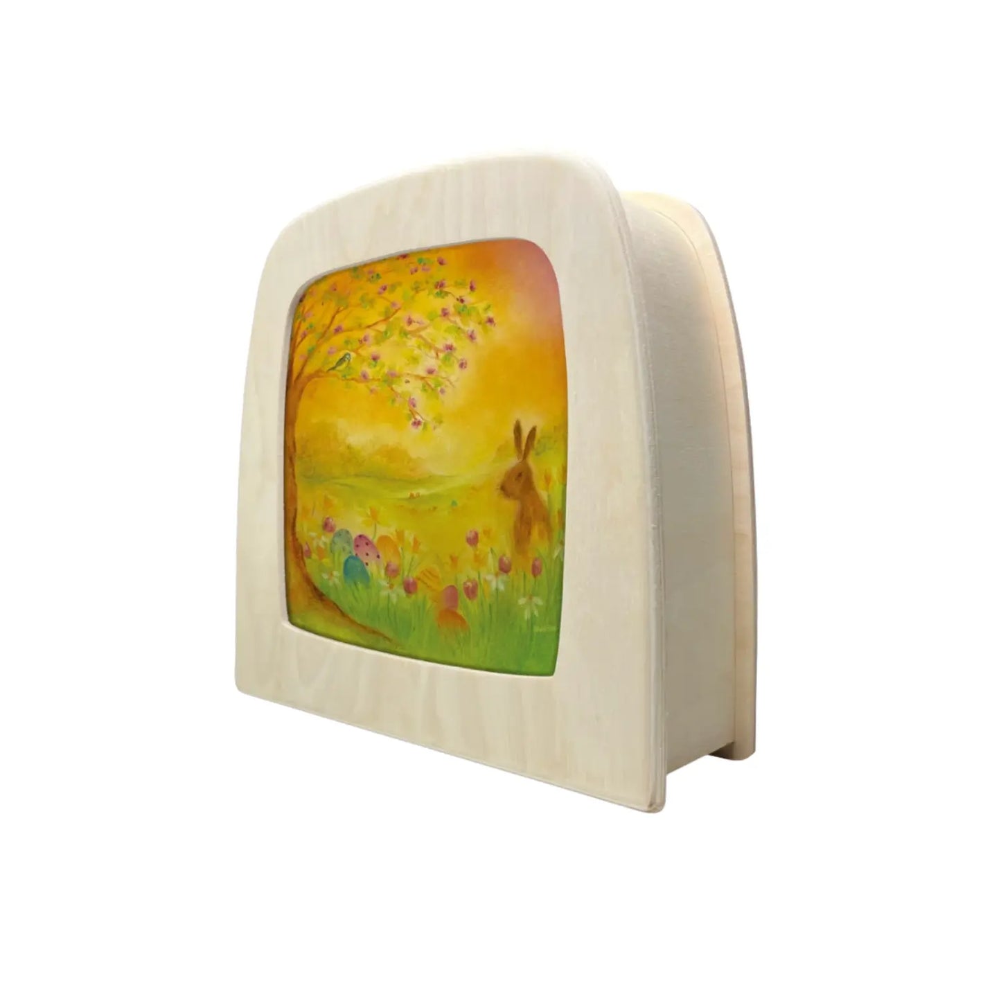 Angled view of Baukje Exler Egg Hunt Silhouette displayed in a Toverlux Lamp