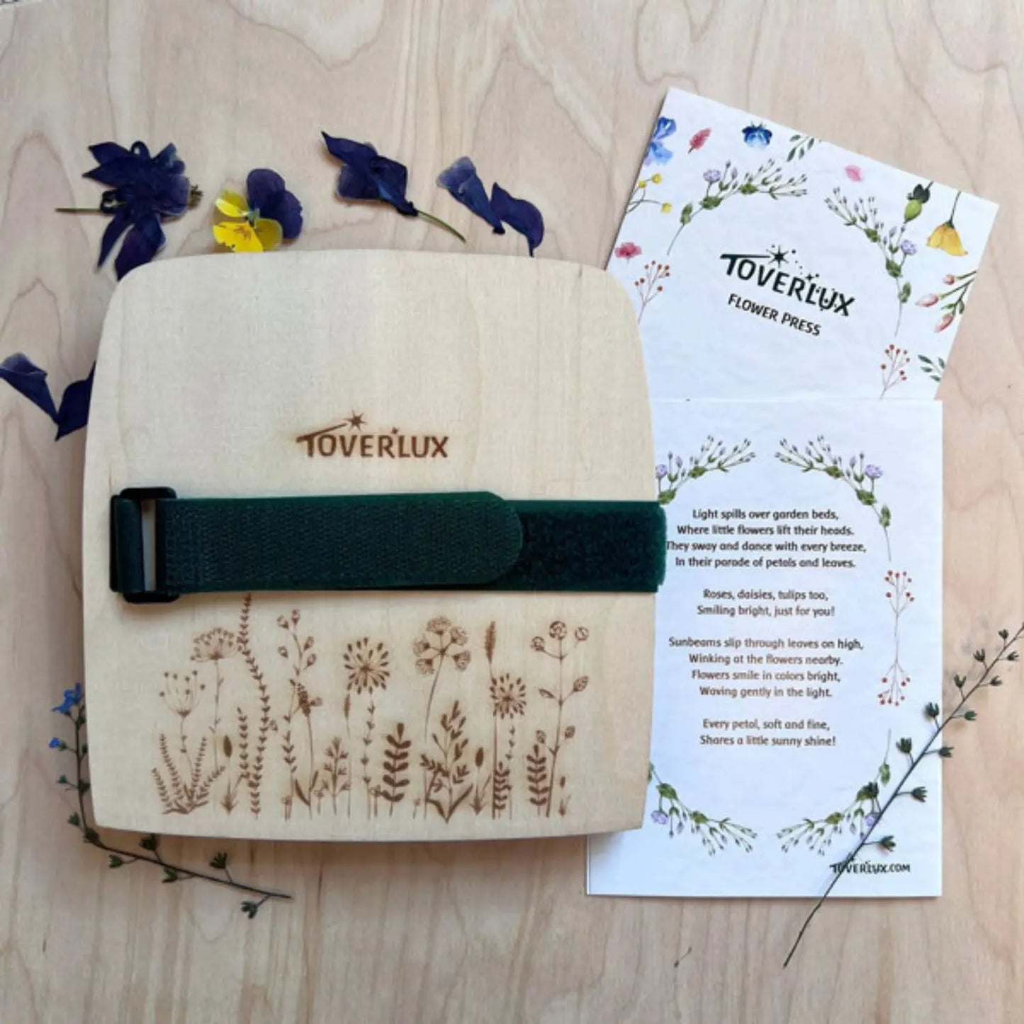 Toverlux Flower Press with instruction guide and flower poem