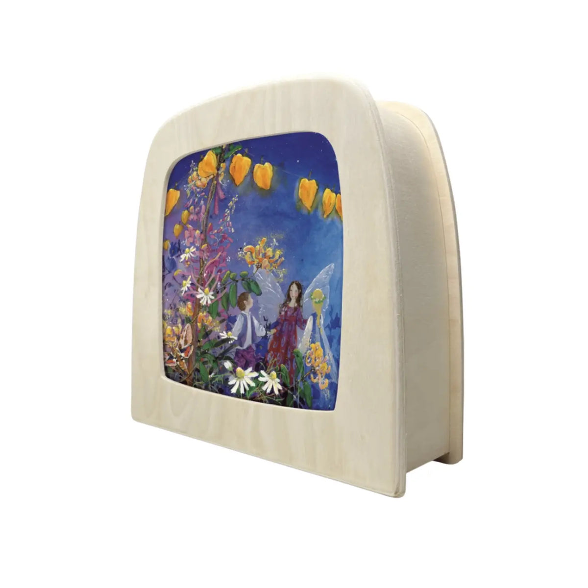 Daniela Drescher Toverlux silhouette Little Fairy Can't Sleep party scene in a Toverlux Magic Lamp angled view