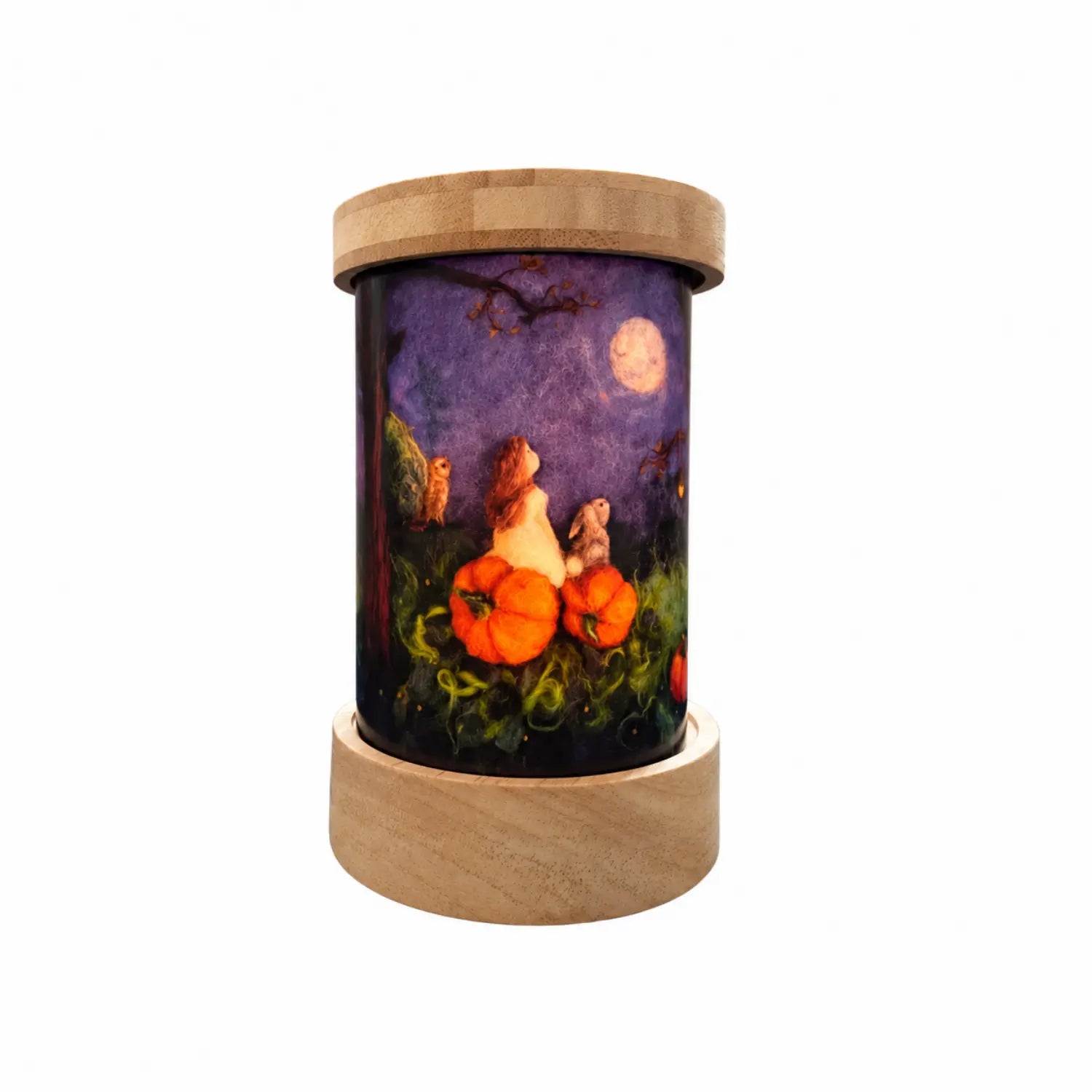 Toverlux rechargeable lantern with an autumn pumpkin and girl shade scene