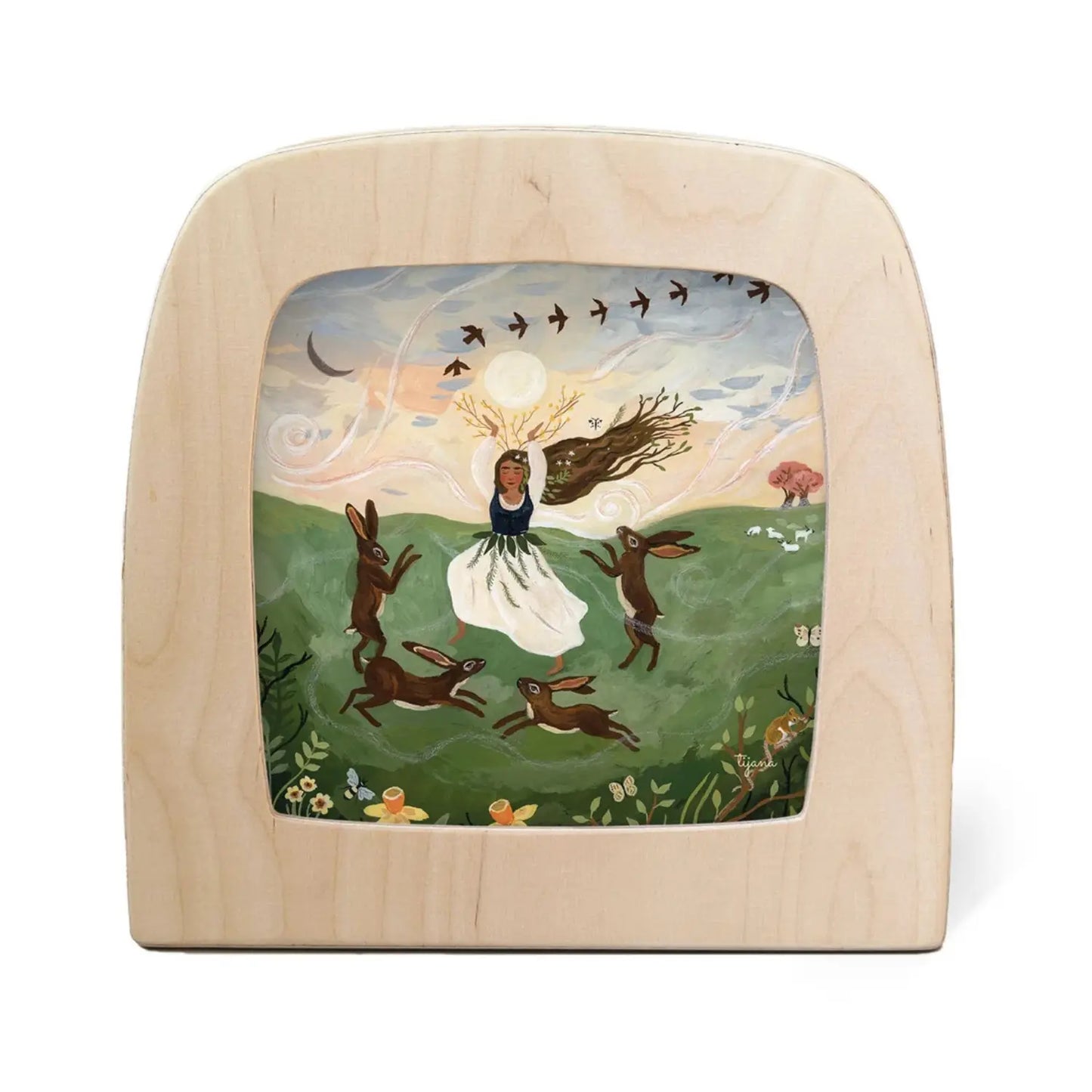 Toverlux Dancing With Hares Silhouette by Tijana Draws displayed in a Toverlux Lamp front view