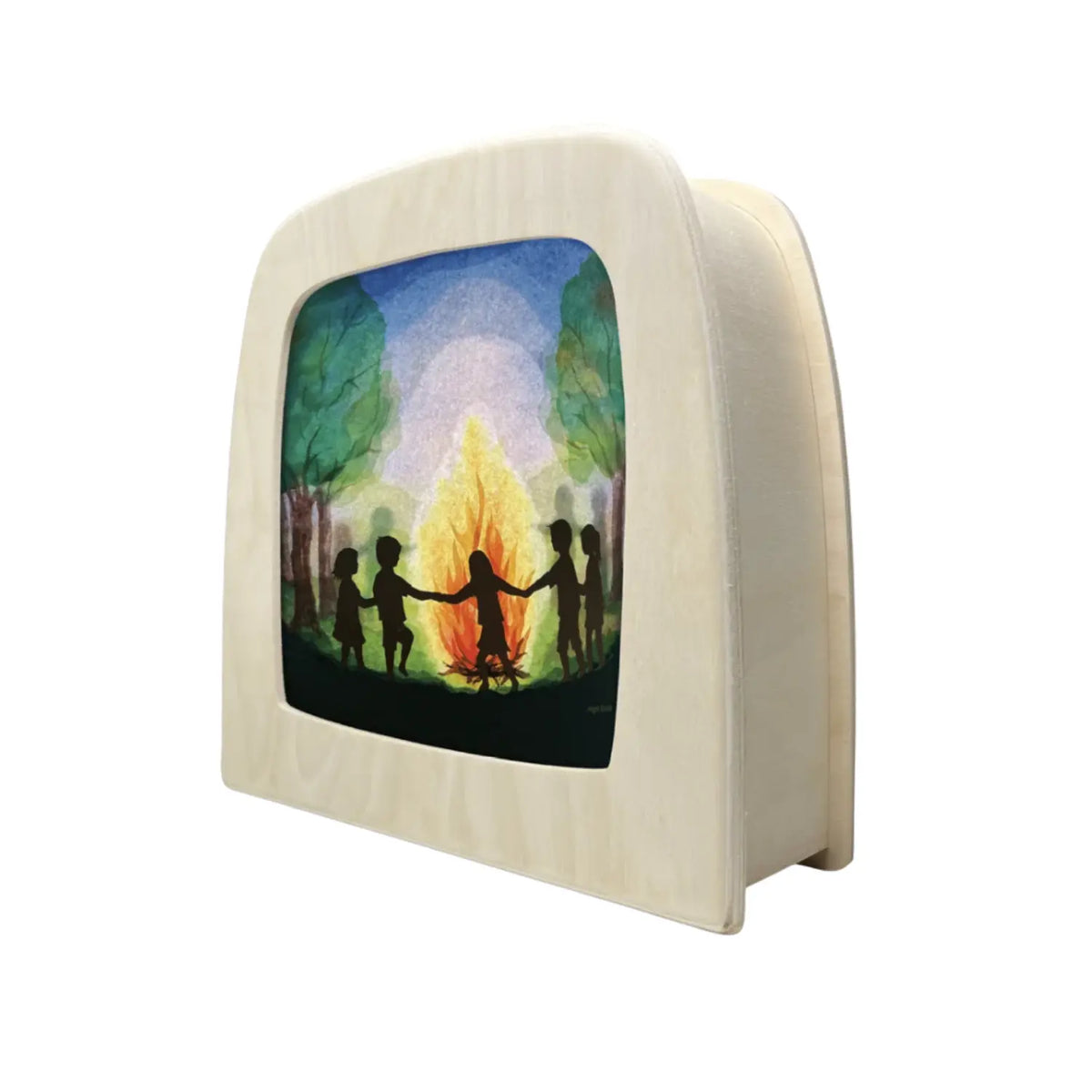 Toverlux silhouette of Vogel Geluk's St. Jan's Fire midsummer bonfire in a magic lamp frame