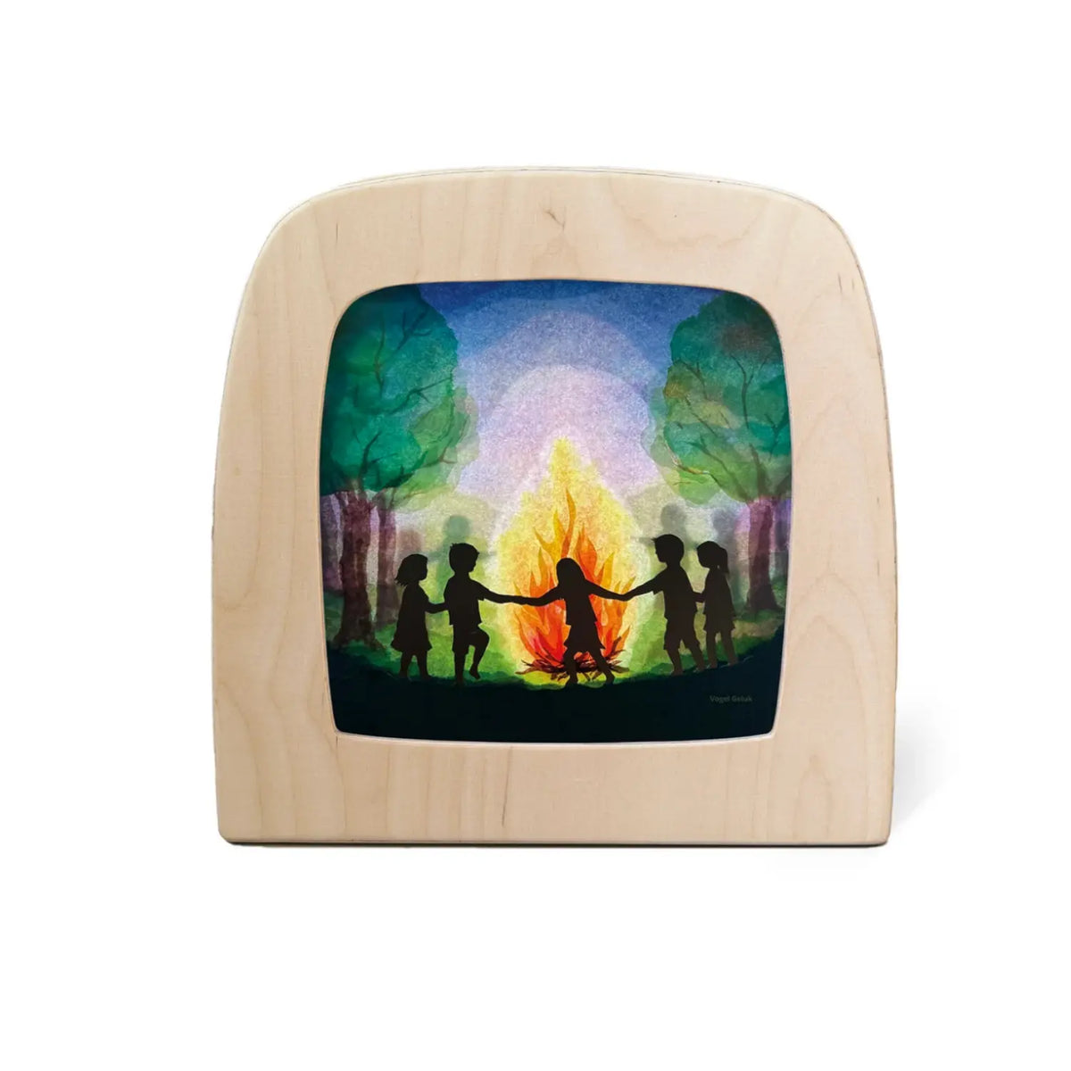 Toverlux lamp plate of Vogel Geluk's St. Jan's Fire midsummer bonfire in a magic lamp