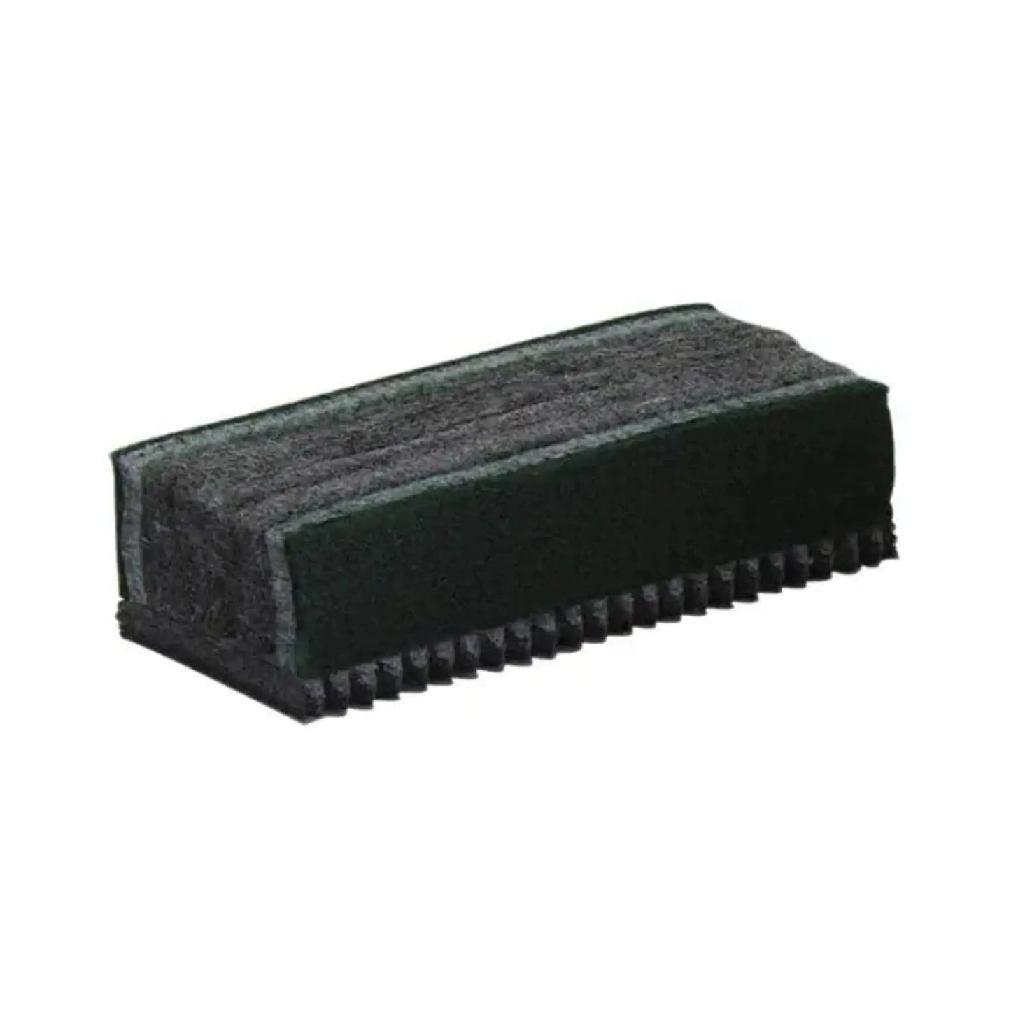 Rectangular black scrubber with textured surface on a white background