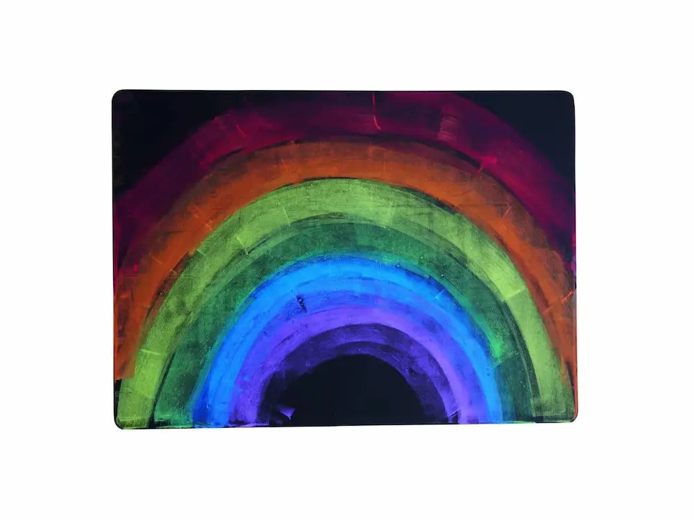 Colorful rainbow design on a black background