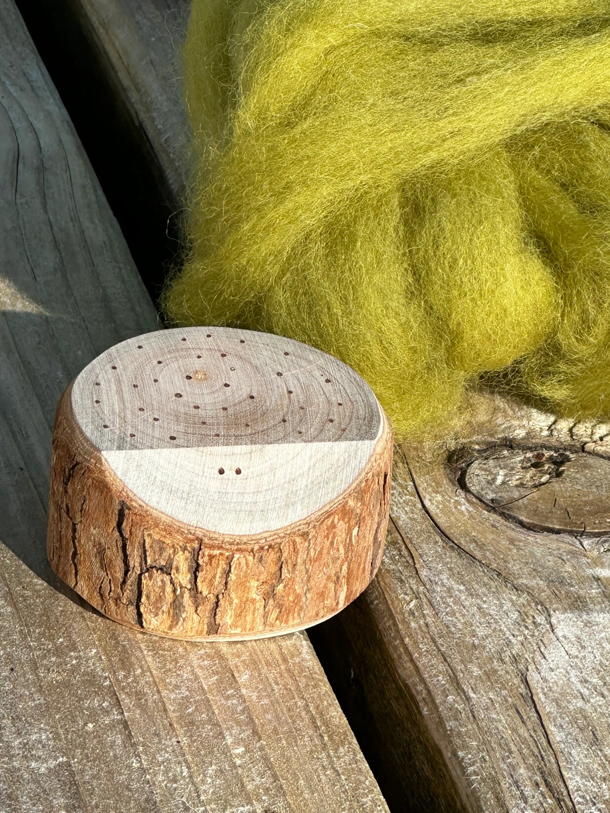 Round Tree Creature wooden figure showing natural bark and wood grain details