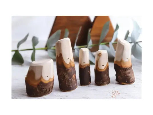 Tree People wooden figures made from natural branches for small-world play and storytelling