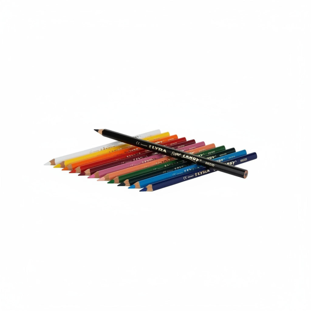 Set of colored pencils on a white background