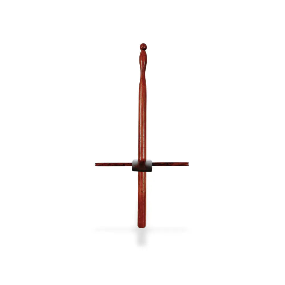 Wooden crochet hook on a white background