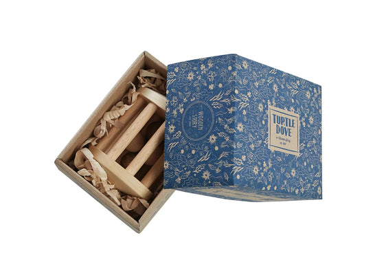 Turtle Dove Wooden Baby Rattle in gift box