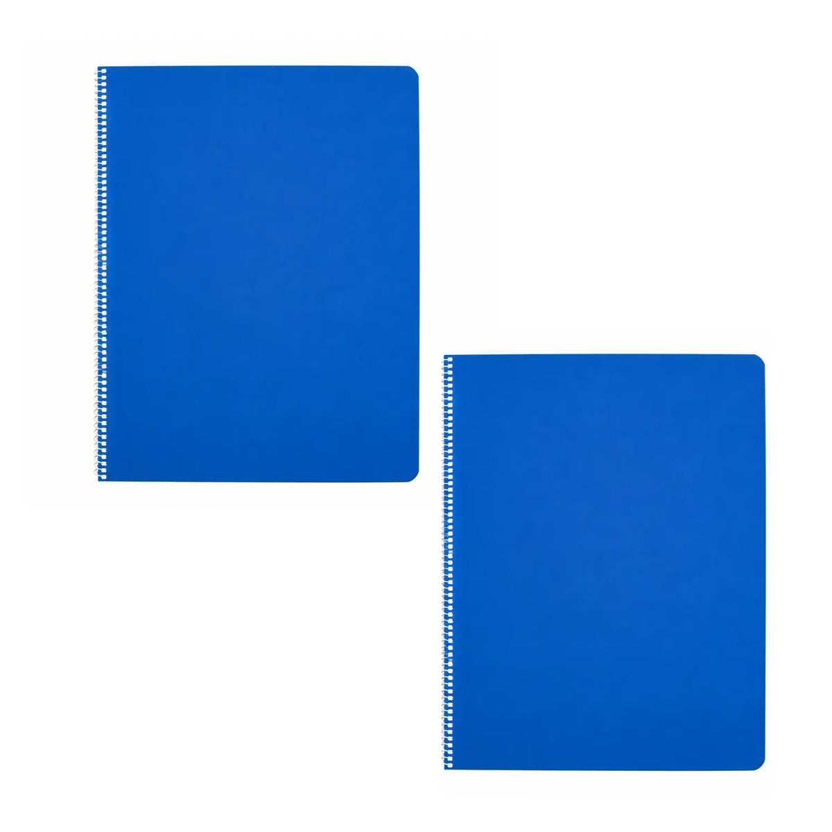 Two blue spiral-bound Waldorf Book of Centuries with rounded corners, overlayed