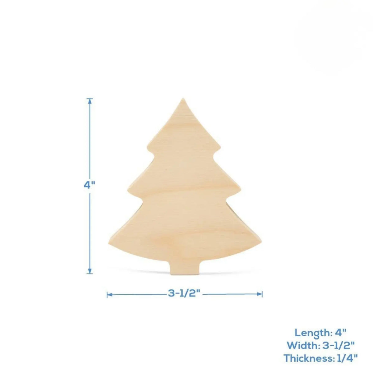 Unfinished birch wood evergreen tree with dimensions for winter crafts and seasonal nature tables