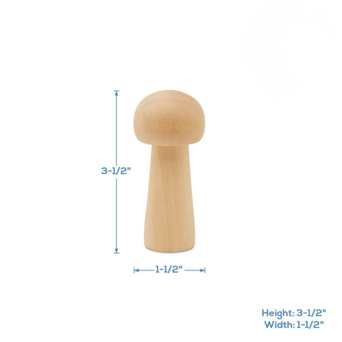 Large unfinished birch wood mushroom for crafts and seasonal displays with dimensions