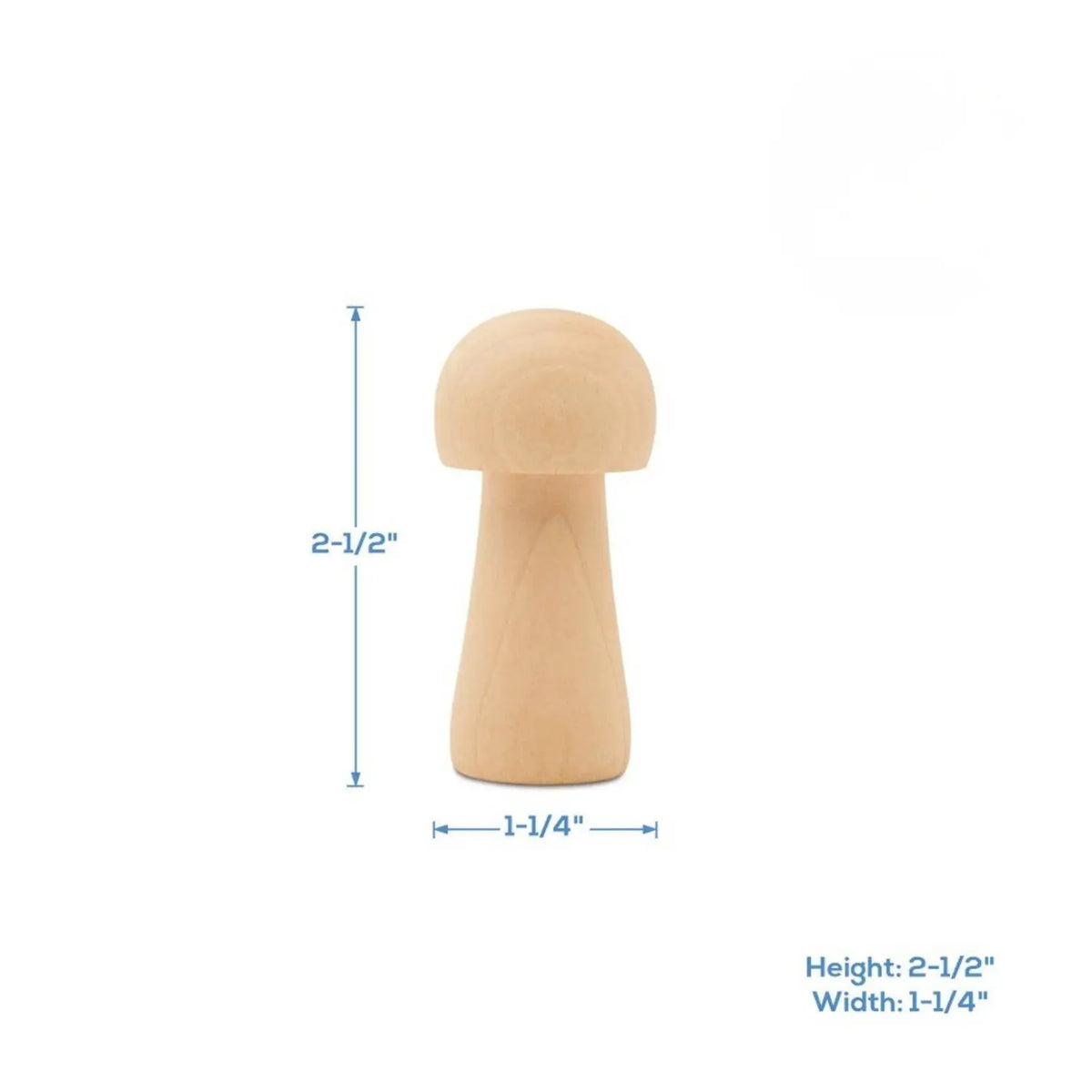 Small unfinished birch wood mushroom for crafts and seasonal displays with dimensions