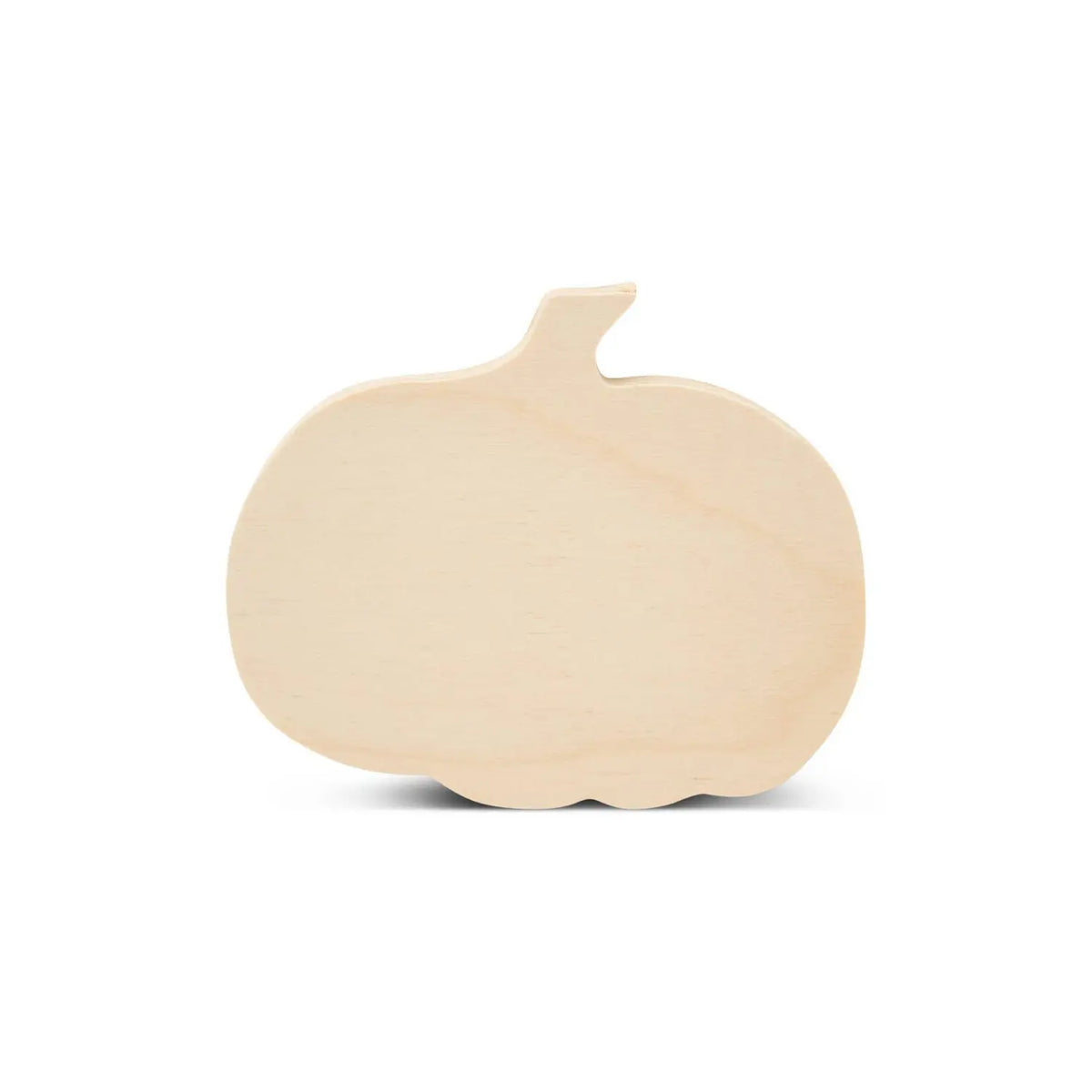 Front view of unfinished wooden pumpkin craft blank in natural birch wood