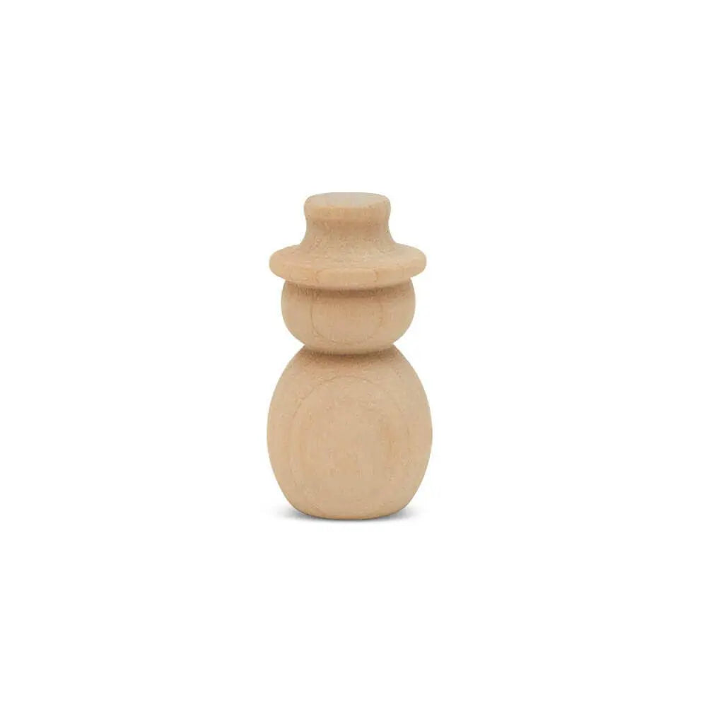 Mini unfinished wooden snowman craft figure with top hat