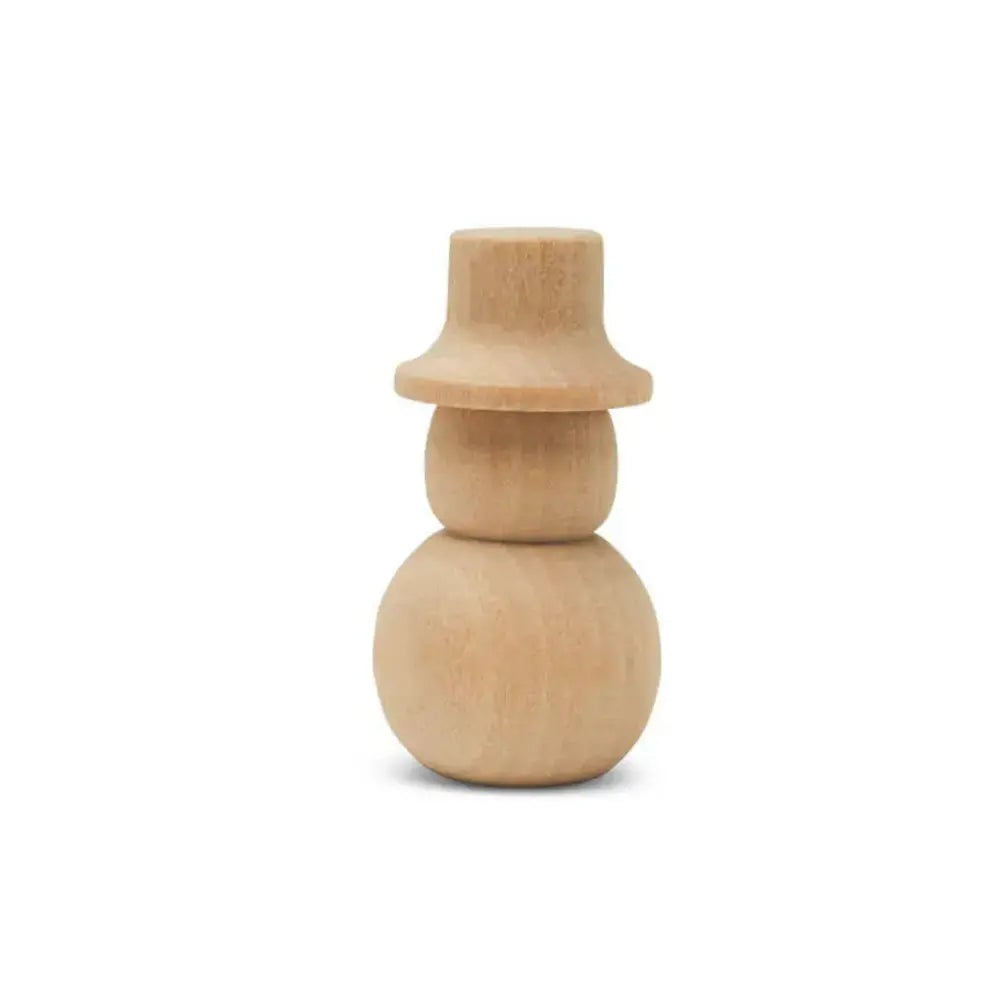 Unfinished birch wood snowman with straight hat for winter crafts and seasonal displays
