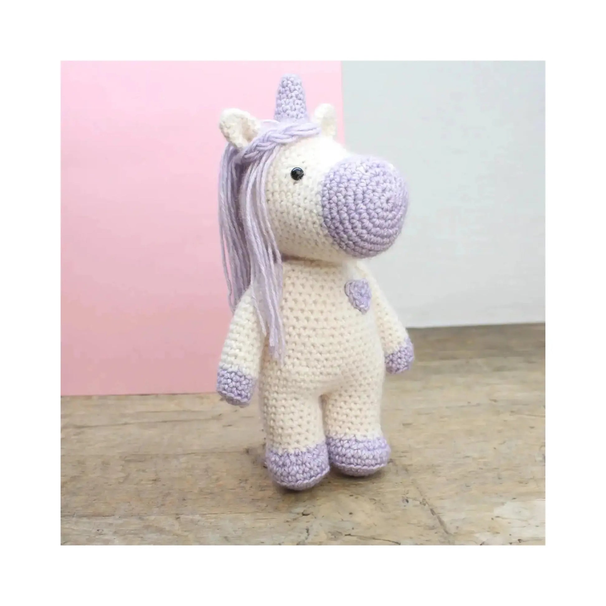 Unicorn crochet kit finished handmade stuffed animal made with cotton yarn