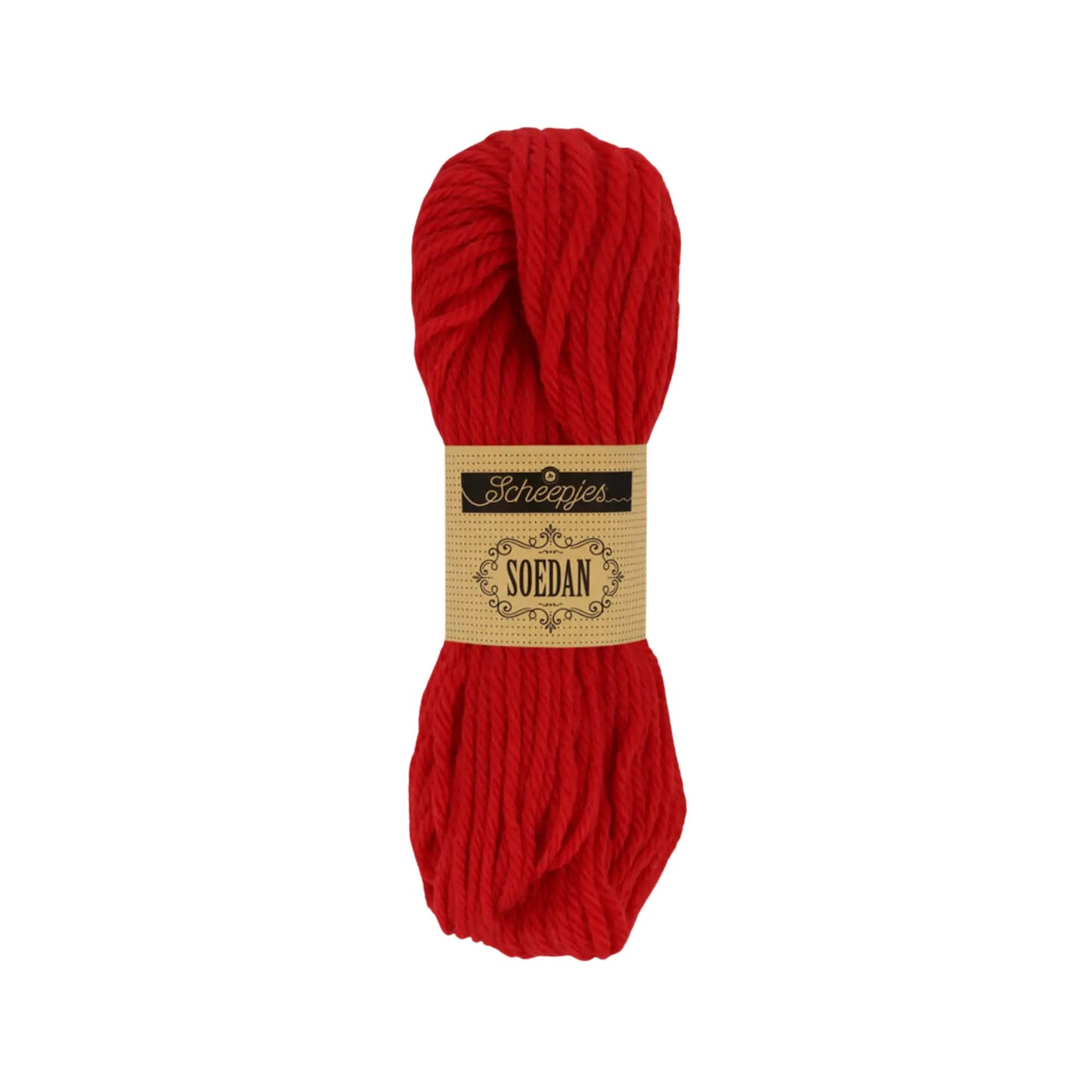 Vermilion Scheepjes Soedan wool yarn for knitting, crochet, felting, weaving, and natural crafts.