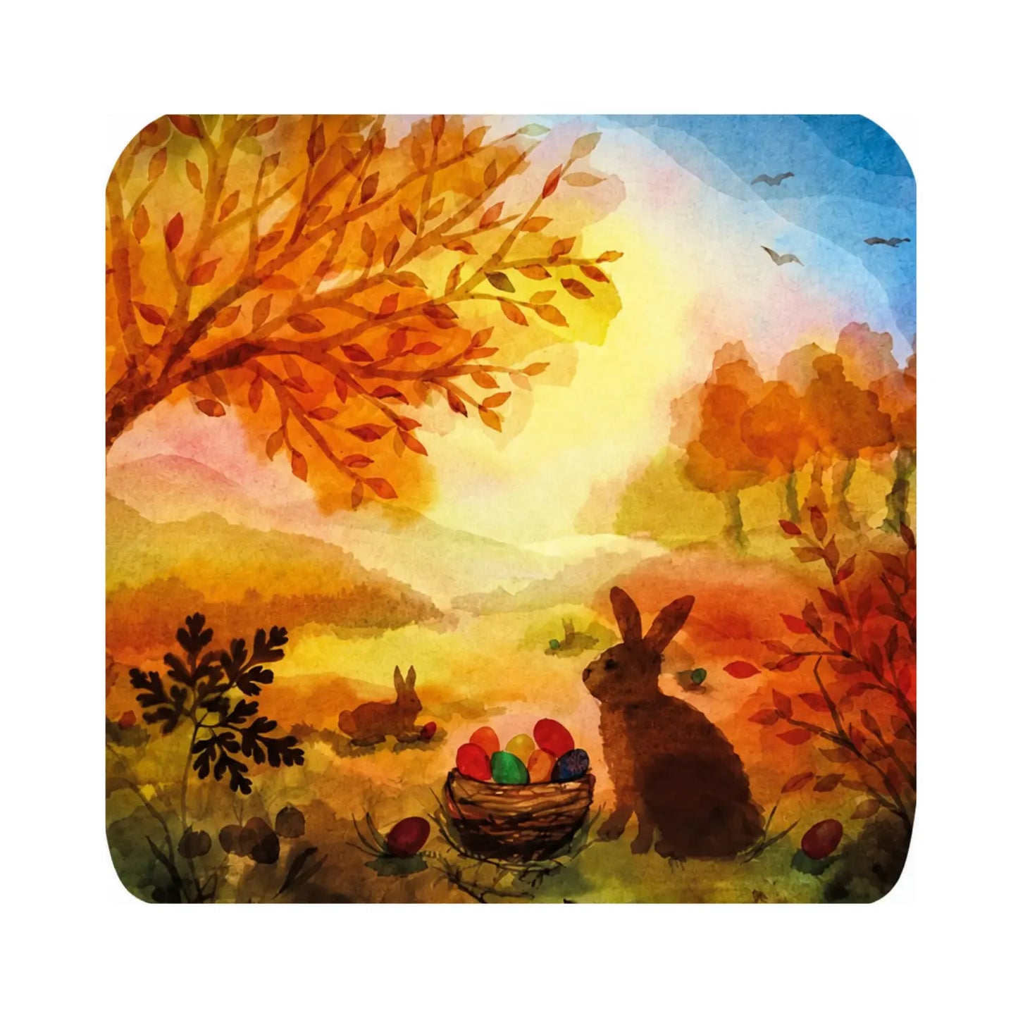 Toverlux Easter Basket Silhouette by Vogel Geluk with rabbits and colorful eggs