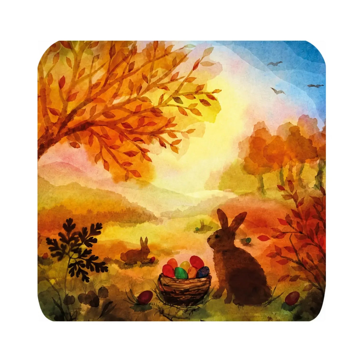 Toverlux Easter Basket Silhouette by Vogel Geluk with rabbits and colorful eggs