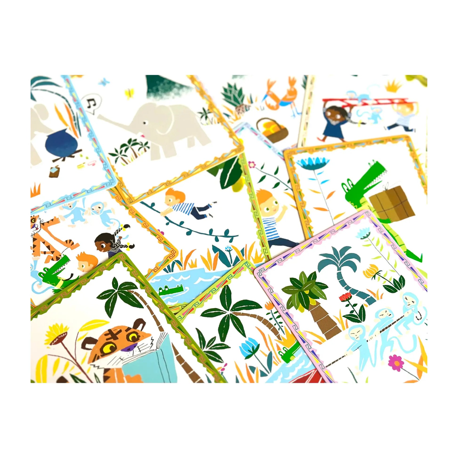 Volcano Island story cards full set displayed on table