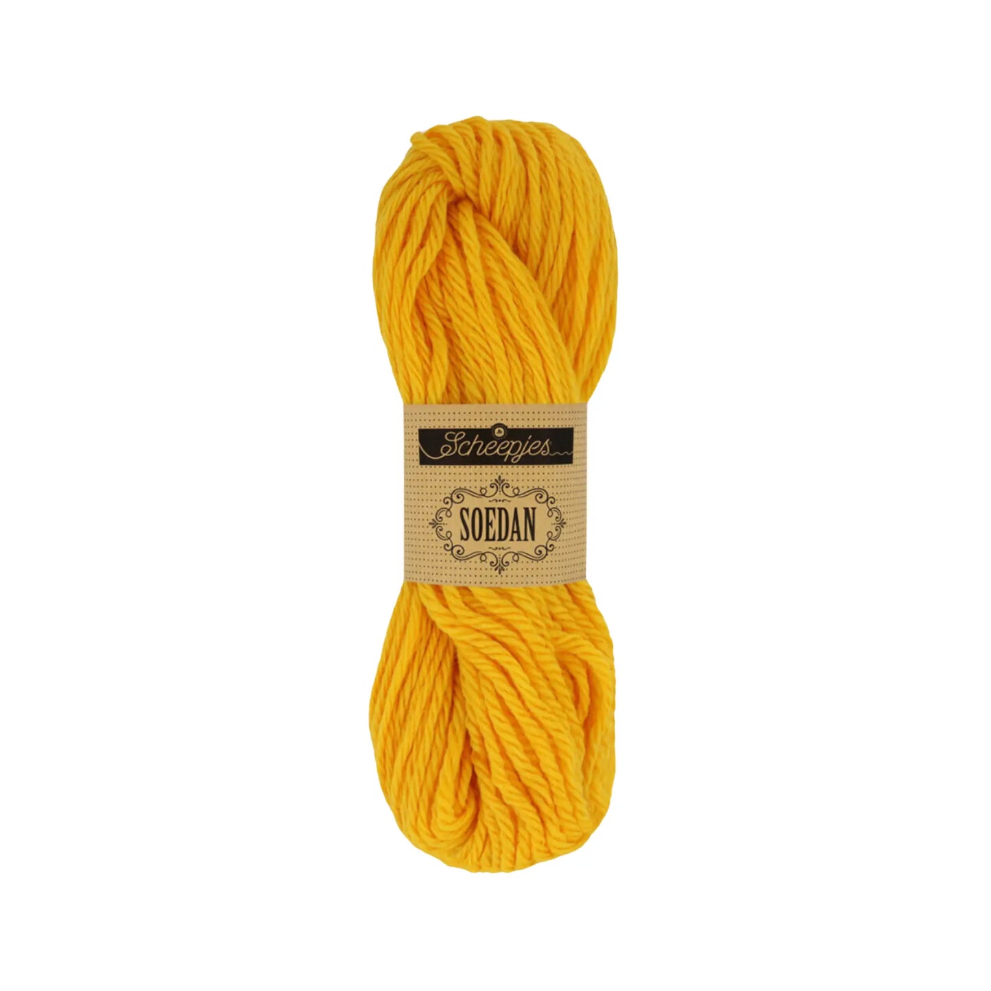 Golden Yellow 1346 wool doll hair yarn in a warm golden blonde shade for Waldorf dolls.