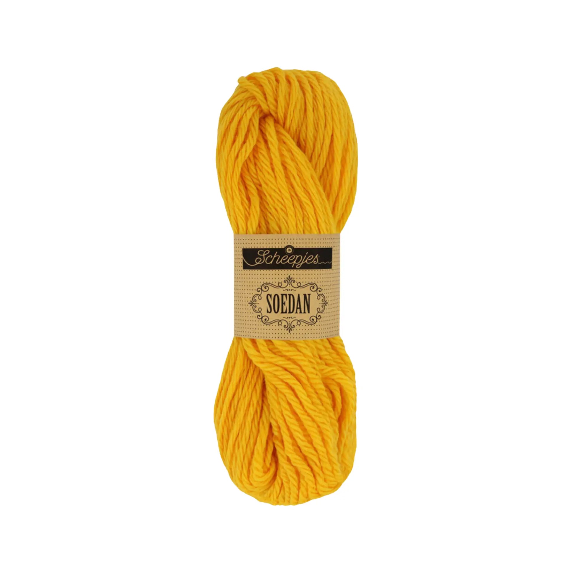 Golden Yellow 1346 wool doll hair yarn in a warm golden blonde shade for Waldorf dolls.