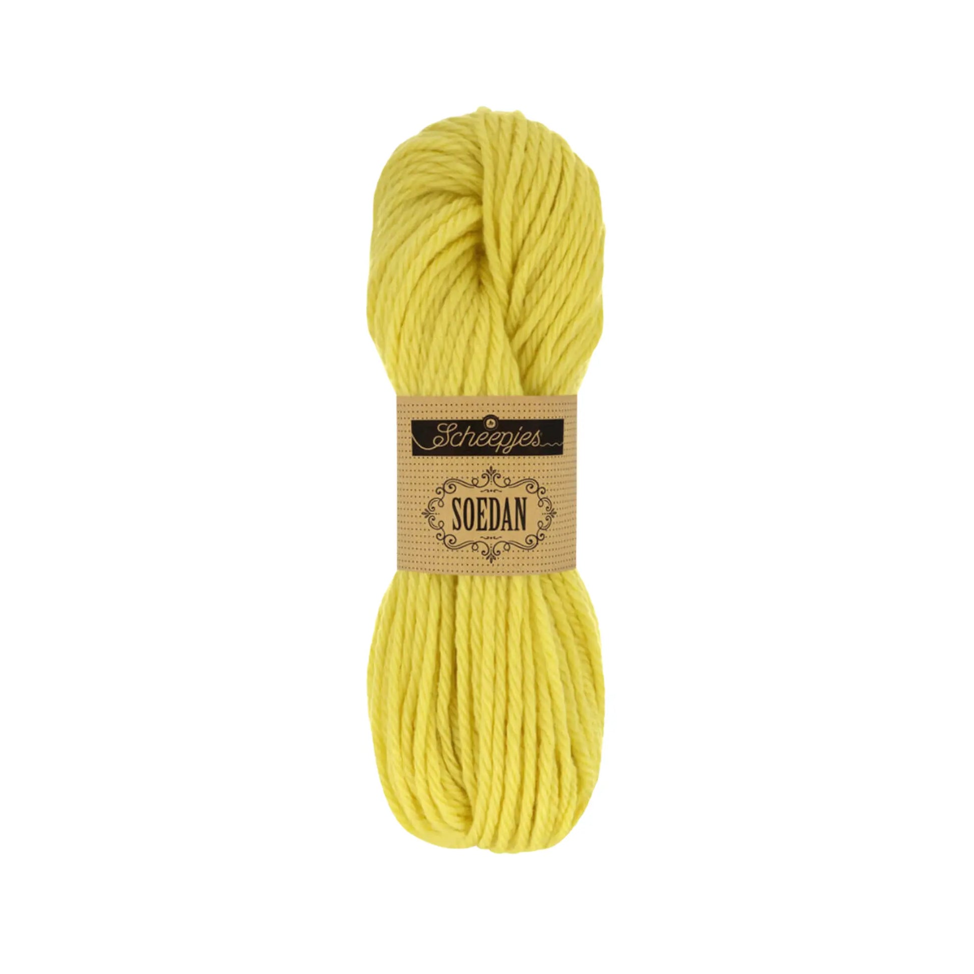 Yellow 1384 wool doll hair yarn in a classic blonde shade for handmade dolls.