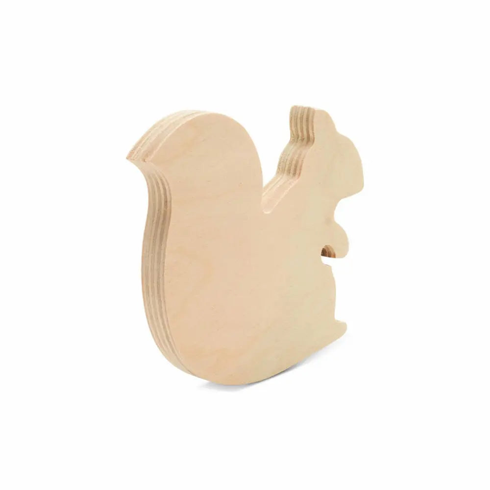 Wooden squirrel-shaped object on a white background