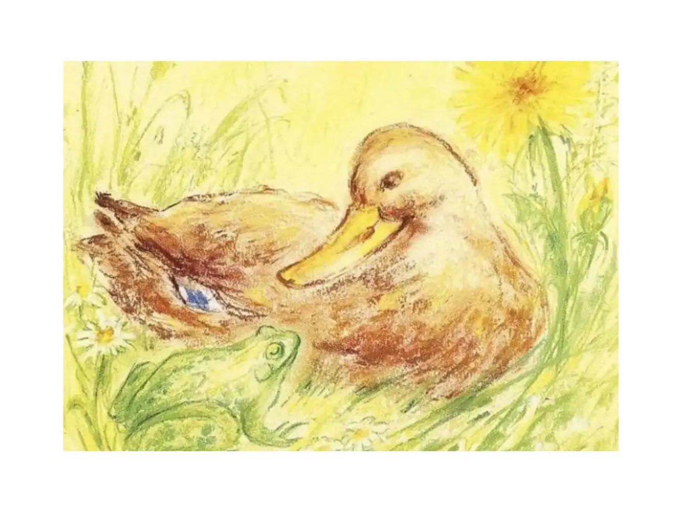 Duck and Frog — Art Postcard by Marjan van Zeyl