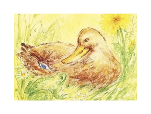 Duck and Frog — Art Postcard by Marjan van Zeyl