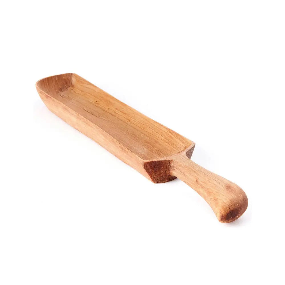 Hand-Carved Olive Wood Display Tray with Handle