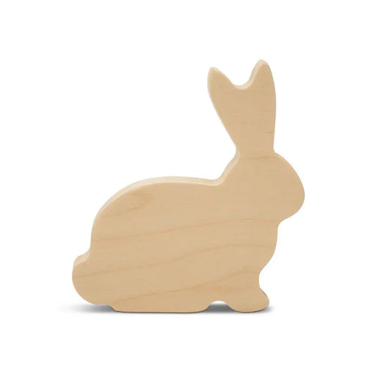 Unfinished rabbit wood cutout for a spring nature table decor