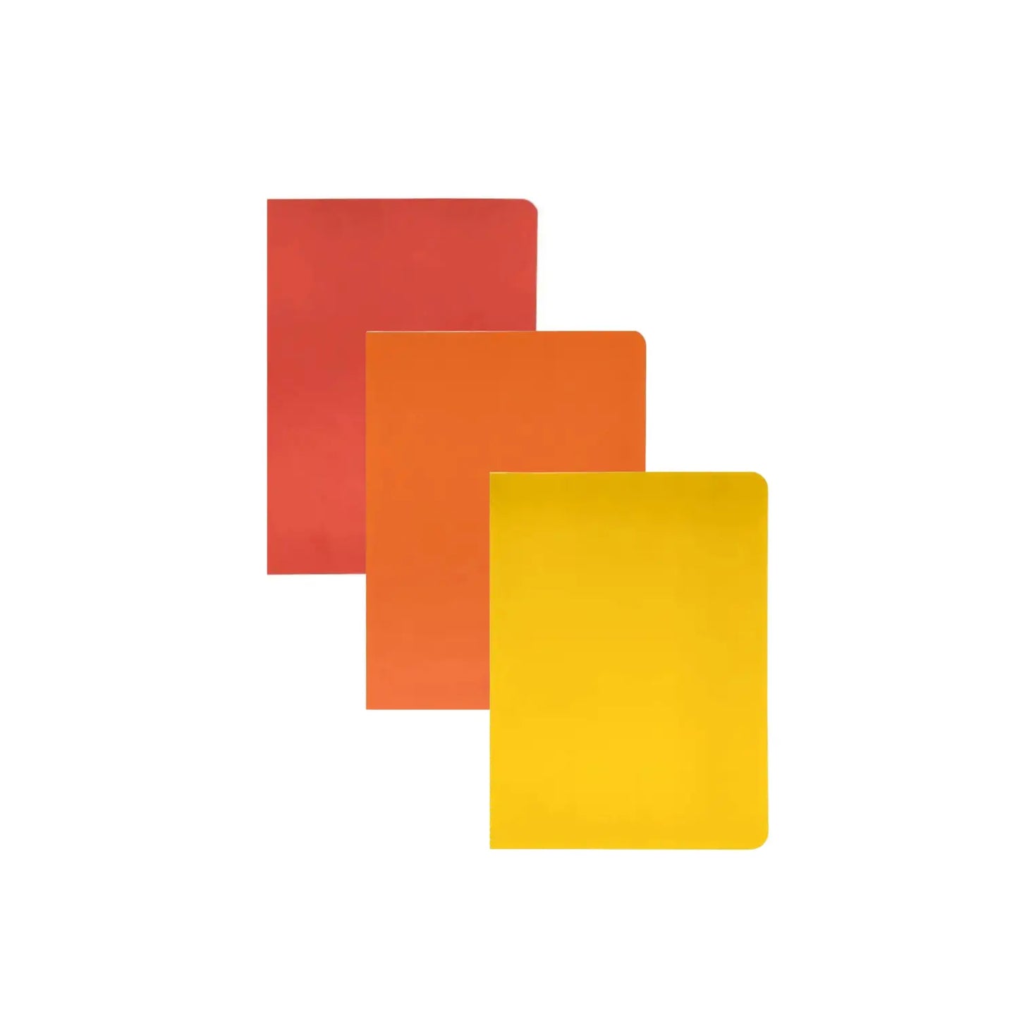 Large Waldorf main lesson books in warm colors red, orange, yellow