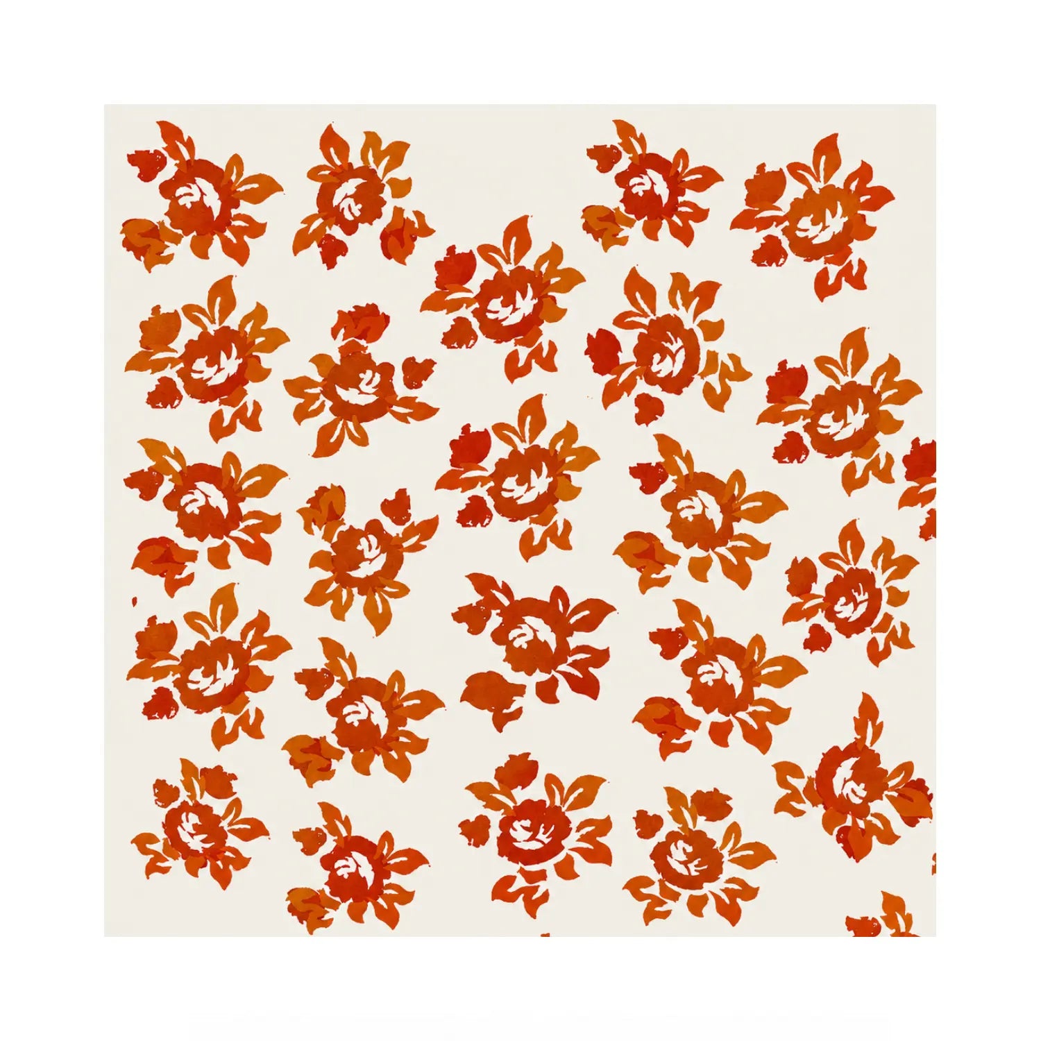 cotton barkcloth orange floral fabric swatch for cotton pencil bag by Erin Flett