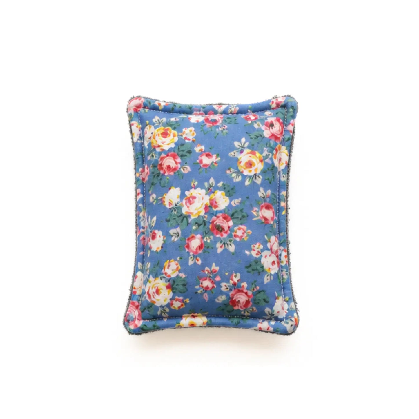 Washable cotton and bamboo sponge with a blue vintage-inspired floral print