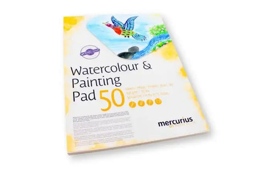 Watercolour Painting Pad with 'Mercurius Art Makes Sense' branding on a white background