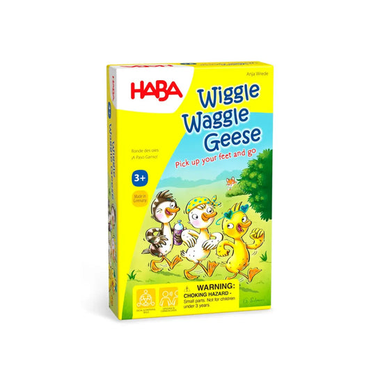 HABA Wiggle Waggle Geese cooperative movement game on a white background