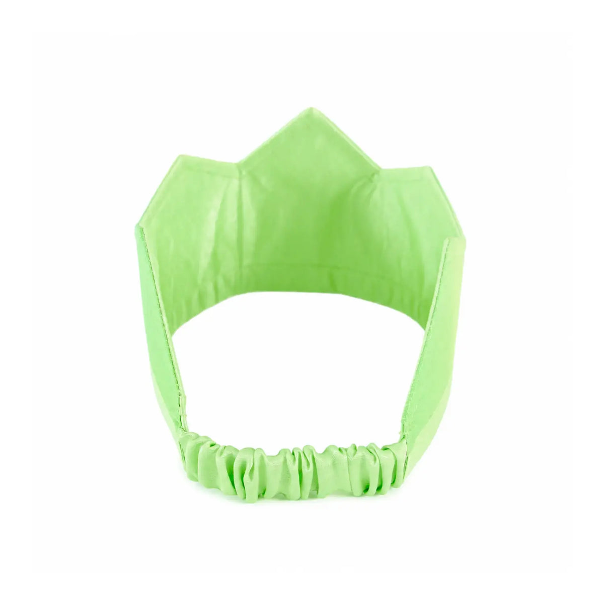 Back view of the green Willow in the Wind silk crown showing the gathered elastic band