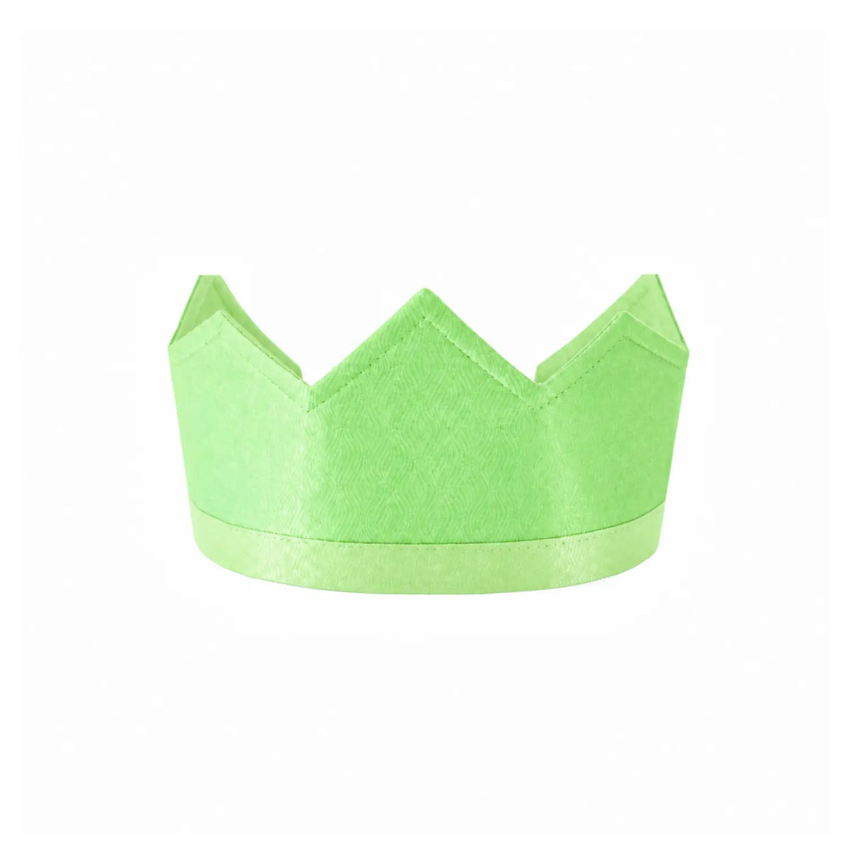 Sarah's Silks Willow in the Wind silk crown in soft green, a children's dress-up crown, on a white background