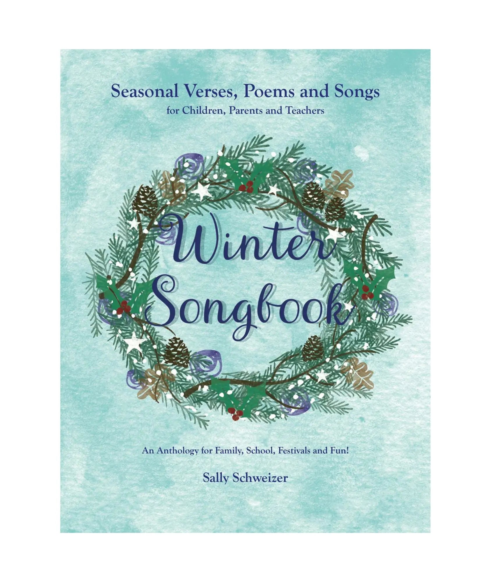 Winter Songbook cover with a wreath design on a light blue background